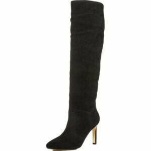 Marc Fisher Zadia Black Suede Knee High Leather Stiletto Heel Boots Sz 6 BNWB